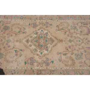 พรมวินเทจสไตล์ตุรกี ขนาด 3.3x8.8 ฟุต พรมลายดอกไม้สีน้ำตาลชมพู - Product Image 4