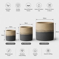 Pot de fleurs moderne en ciment marbré, jardinière ronde mate pour plantes succulentes, décoration de bureau intérieur