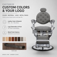 Fauteuil de Barbier Vintage 6106 Gris Anthracite Chromé, Capitonnage Diamant, Chaise Classique de Salon de Coiffure, Mobilier de Salon de Barbier