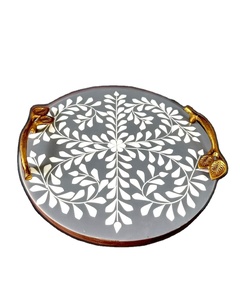 Excelencia en Decoración del Hogar, Opciones de Tamaño y Color Personalizadas, Bandeja de Incrustaciones de Hueso Hecha a Mano Golden Dunes, Patrones Florales, Ramadán - Product Image 4