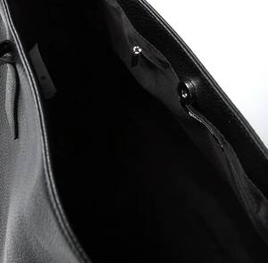 Black Leather Fashion Candy Tote Bag Women Large Work <b>Handbag</b> Two <b>Straps</b> Zipper Closure Soft Pebbled Satchel Gift - Product Image 5