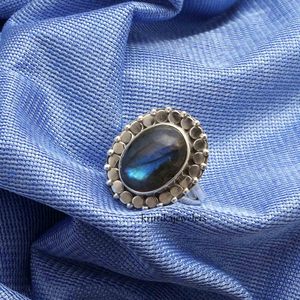 925 Sterling Silver Beautiful Classic Oval Stone <b>Ring</b> Handmade Wedding Gift for Women Featuring Natural Bezel Setting - Product Image 3