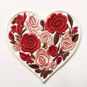 Custom design Valentine product heart embroidery patch badge