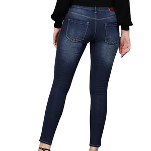 กางเกงยีนส์ผ้าฝ้ายระบายอากาศได้ดีสำหรับผู้หญิงกางเกงยีนส์ทรงสลิมฟิตลำลองดีไซน์ตามสั่ง - Product Image 2