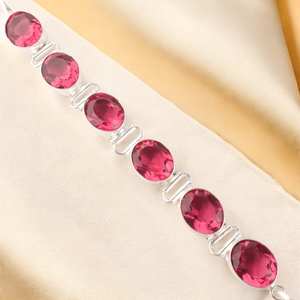 Pink Zircon <b>Sterling</b> <b>Silver</b> Tennis <b>Bracelet</b> Oval Cut Luxury Handmade Elegant Jewelry for <b>Women</b> - Product Image 3