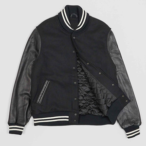 แจ็คเก็ตเบสบอลแบบ Letterman สำหรับผู้ชาย ปี 2026 ขายส่ง ปักโลโก้ตามสั่ง แขนหนัง แต่งลายเรียบ สไตล์สตรีทแวร์ จัดส่งแบบ DDP - Product Image 3