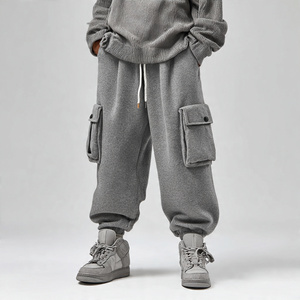 Cargo Baggy Jogger Fleece Men <b>Winter</b> Streetwear Mid Weight Fleece <b>Trouser</b> Pajama Outdoor Oversize Cargo Sweat Pants Men's - Product Image 4