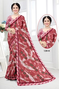 ชุดส่าหรีผ้าไหมผ้าซาตินส่าหรีดีไซน์แบบอินเดีย - Product Image 3