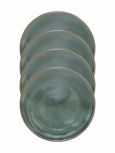 Emerald Matte Ceramic Dinner <b>Plate</b> Metallic Rim Finish Smooth Glaze Surface Strong Durable Design for Refined Dining Settings - Product Image 3