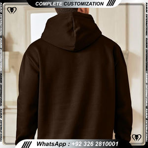 เสื้อมีฮู้ดสีพื้นสำหรับผู้ชายกำหนดโลโก้แบบเรียบง่าย - Product Image 4