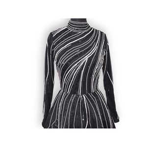 Vestido occidental de aspecto elegante real con trabajo manual Vestido de mujer con cuentas para compromiso de fiesta - Product Image 3