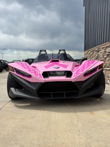 Pink 3-Seat Gasoline Off-Road Vehicle with Black <b>Wheels</b> Open Top Design <b>Plastic</b> Construction All Seasons Use - Product Image 3