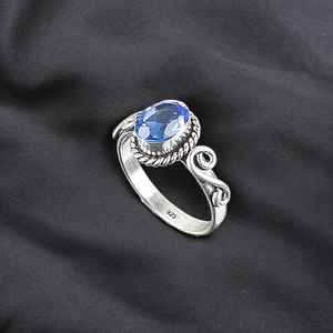Anillo de Tanzanita, Piedra Preciosa, Plata de Ley 925, Chapado en Rodio, Joyería Hecha a Mano, Regalo de Piedra Natal de Febrero para Mujer - Product Image 4