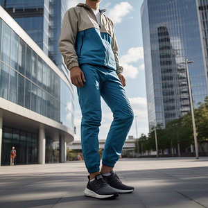 Survêtement coupe-vent pour hommes Veste d'hiver à capuche et fermeture éclair Ensembles de pantalons de pluie Tenue coupe-vent de randonnée pour hommes vente en gros - Product Image 4