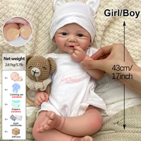 Poupée Reborn en Silicone Souple de 17 Pouces, Yeux Bleus, Corps Entier, Peinte par un Artiste, Réaliste, Faite à la Main, Nouveau-né Fille, Cadeau de Noël pour Enfants