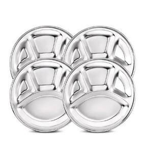 Assiette à dîner 4-en-1 écologique en acier inoxydable Poli Compartiment à 4 sections Forte demande pour mariages et cadeaux - Product Image 1