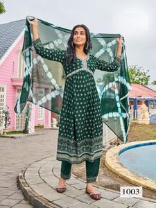 Rayon Digital Print with Embroidery Work and Nazarene Dupatta Alia Cut Dress Collection - Product Image 3