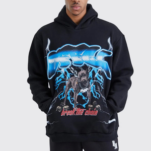 Latest Design 3D Embroidered Heat Transfer Hoodie Unisex High Quality Cotton Fleece Loose Fit Breathable for Winter - Product Image 1