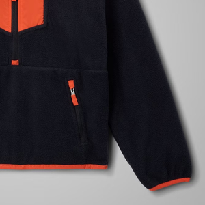 Sweat-shirt en polaire pour garçons avec poches zippées, col montant, design bicolore, logo personnalisé, vêtements décontractés, design tendance, manches longues - Product Image 4