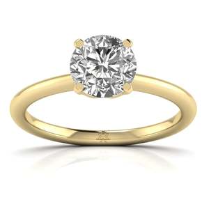 Anillo de compromiso solitario con diamante redondo engastado en bisel, 1.25 ct, color F, claridad VS, diamante cultivado en laboratorio, en oro de 14K, para uso diario, regalo. - Product Image 1