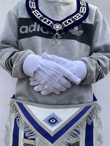 เครื่องประดับพิธีกรรมเมสัน ผ้ากันเปื้อนสีน้ำเงิน โซ่ คาลลอร์&ถุงมือ-JEWEL-HSE - Product Image 4