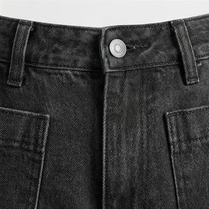Pantalons en jean respirants pour femmes, couleur personnalisée, nouveaux pantalons décontractés avec poches latérales carrées, taille plus, jeans réguliers, pantalons en coton d'hiver - Product Image 3