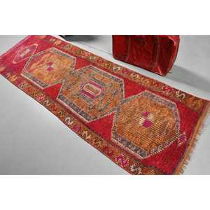 2.9x8.1 ft Vintage <b>Runner</b> Rug, Turkish <b>Red</b> Southwestern Rug - Product Image 4