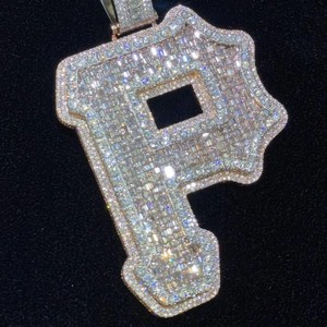 Pendentif Lettre P Hip Hop en Or Blanc et Argent 925 avec Diamants VVS pour Rappeur, Testeur de Diamants, Moissanite Glacée Unisexe - Product Image 4