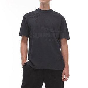 Best Design Fully Customized Embroidery <b>T</b>-<b>Shirt</b> <b>Low</b> MOQ Wholesale Price Cotton Fabric Front Logo Position o-<b>neck</b> collar <b>t</b>-<b>shirt</b> - Product Image 1