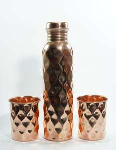 Bouteille d'eau en métal en cuivre pur haut de gamme de qualité supérieure avec couvercle Septembre Super offre différents styles fabriqués en Inde - Product Image 3