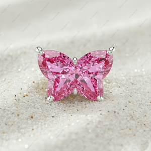 Cadeaux de Noël, diamant de laboratoire rose fantaisie certifié GIA IGI, 5 carats, papillon, or fin, plaqué argent sterling 925, boucles d'oreilles à clous - Product Image 2