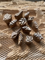 Set Stempel Kayu Botani Buatan Tangan |   Stempel Cetak Blok Daun & Bunga untuk Kain, Kertas, dan Cap Tangan