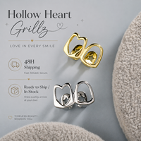 Grillz dentaires en laiton poli miroir, motif cœur creux, style Hip Hop, couleur or et argent, pour bijoux de fête d'Halloween, vente en gros