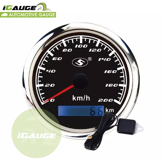 85mm 200 KMH Electrical Black Face White LED Digital Odometer Heavy Truck Bus Agricultural Machine Needle GPS Speedometer
