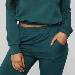 Ensemble de survêtement en tissu de coton respirant pour femme tenue décontractée douce et extensible - Product Image 2