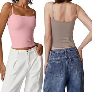 Camiseta sin mangas sexy de secado rápido de algodón y poliéster personalizada, camiseta sin mangas deportiva de gimnasio transpirable Lisa para mujer - Product Image 6