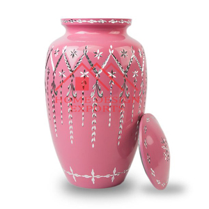 Urnas de tarro de cenizas humanas de metal hechas a mano con acabado de níquel en diseño de grabado - Product Image 6