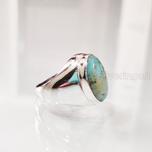 Anillo de Plata de Ley 925 para Hombre con Turquesa Natural de Arizona, Gema del Mes de Nacimiento de Diciembre, Estilo Otomano, Joyería de Regalo de Navidad - Product Image 4