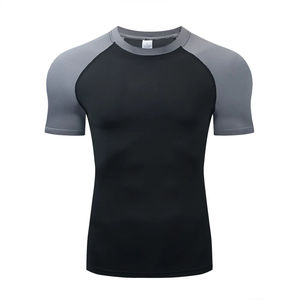 T-shirt de sport personnalisé de haute qualité pour hommes haut d'entraînement surdimensionné séchage rapide évacuation de l'humidité Compression Fitness UPF50 respirant - Product Image 6