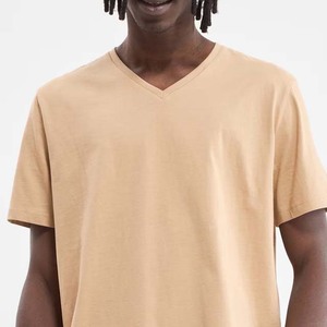 Haute qualité été sur mesure hommes 100% coton blanc col en v T-shirt à manches courtes Logo personnalisé broderie impression hommes chemises - Product Image 6