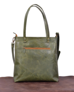 Sac fourre-tout pour femme en cuir véritable vert, minimaliste, à ouverture supérieure, sac bandoulière pour un usage quotidien - Product Image 3