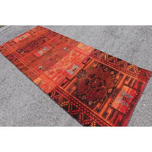 พรมเฮอร์กี ขนาด 3.5x8.7 ฟุต พรมตุรกี พรมลายปะติดสีแดง ทำจากขนสัตว์ - Product Image 4