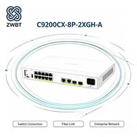 Cisco Catalyst C9200CX-8P-2XGH-A Switch Gigabit PoE+ de 8 Puertos, 60 Gbps, 44.64 Mpps, Sin Ventilador, L3, 240 W, Uplinks 10G SFP+, HVDC/AC, MACsec-256