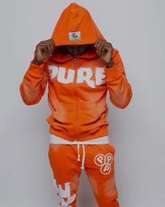 ชุดวอร์มผ้าคอตตอนแบบมีฮู้ดสำหรับทุกเพศชุดวิ่งพร้อมฮู้ดผ้าคอตตอนสีจางมีซิปรูด - Product Image 5