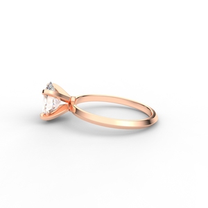 Bague de fiançailles solitaire en diamant de laboratoire de taille ovale certifié IGI en or blanc/jaune et rose 14 carats - Product Image 2