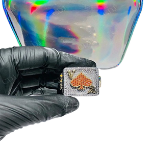 แหวนเพชรมอยส์ซาไนต์ประดับเพชรสีเงินสไตล์ฮิปฮอปยอดนิยมสั่งได้ตามต้องการ - Product Image 1