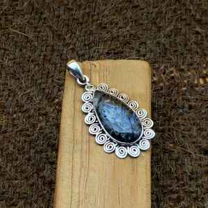 Collier pendentif en argent sterling 925 de style minimaliste Design sud-ouest Bâton Agate Gemstone One Kind Fine Pendentifs & Charms - Product Image 5