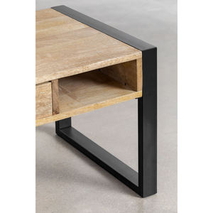 Keblar Table basse contemporaine en bois de manguier massif 90x45 cm Mobilier de salon rectangulaire pour la maison - Product Image 2