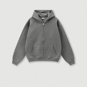 Conjunto de sudaderas con capucha y cremallera de peso pesado ODM para hombre con sudaderas con patrón sólido de punto y pantalones de pierna ancha bolsillos utilitarios y estilo lavado - Product Image 4