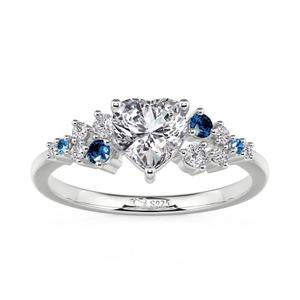 แหวนคู่รัก Jeulia Olivetta Heart Promise Ring ชุบโรเดียม เงินสเตอร์ลิง ประดับด้วยเพชรซิร์คอน - Product Image 2